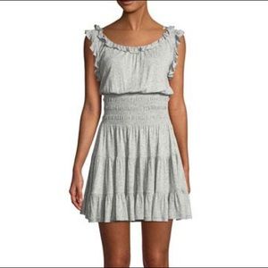 Rebecca Taylor Smocked Waist Ruffle Jersey Dress